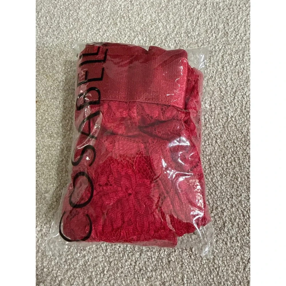 Cosabella Never Say Never Lace Trunk‎ Shorts Red size XL NWT